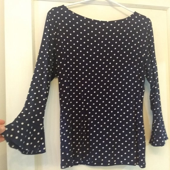 Ralph Lauren polka dot navy long-sleeve shirt - Picture 1 of 3